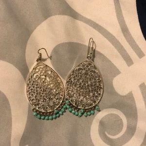 On trend silver with turquoise beads earrings